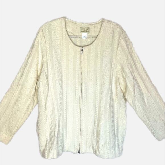 100% Merino Wool Zip Front Cardigan - Cream - Picture 1 of 7